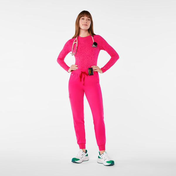 women's Fair Isle Shocking Pink Salta Seamless Long-Sleeve Underscrub