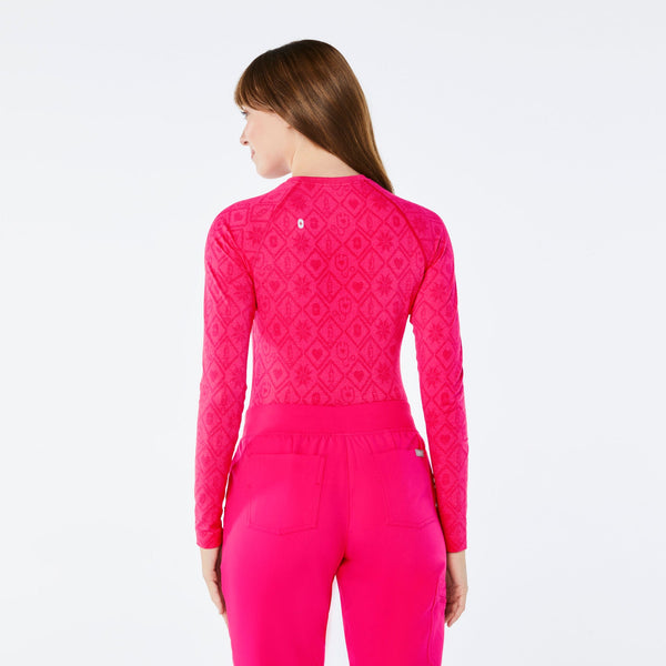 women's Fair Isle Shocking Pink Salta Seamless Long-Sleeve Underscrub