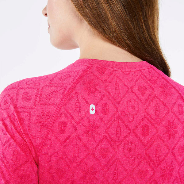 women's Fair Isle Shocking Pink Salta Seamless Long-Sleeve Underscrub