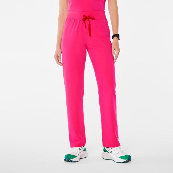 women's Shocking Pink Livingston High-RisePetite Straight-Leg Scrub Pant™