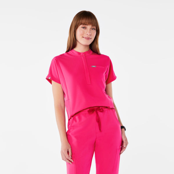 women's Shocking Pink Montex Relaxed Scrub Top
