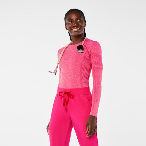 women's Shocking Pink Salta Seamless Long-Sleeve Underscrub