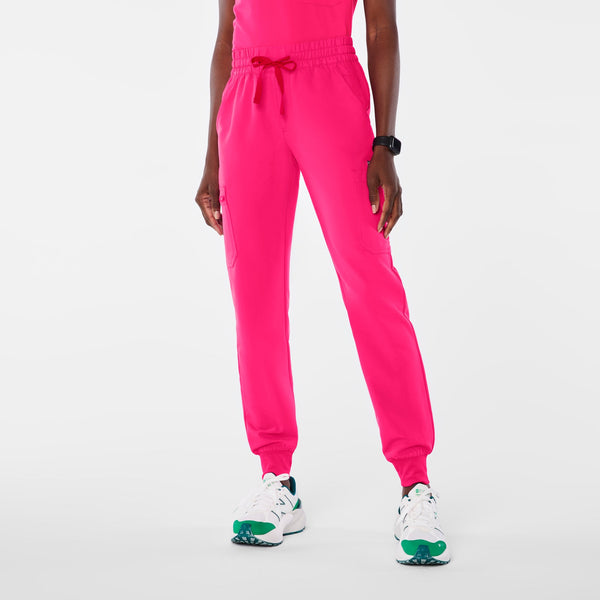 women's Shocking Pink Uman Relaxed Petite Jogger Scrub Pant