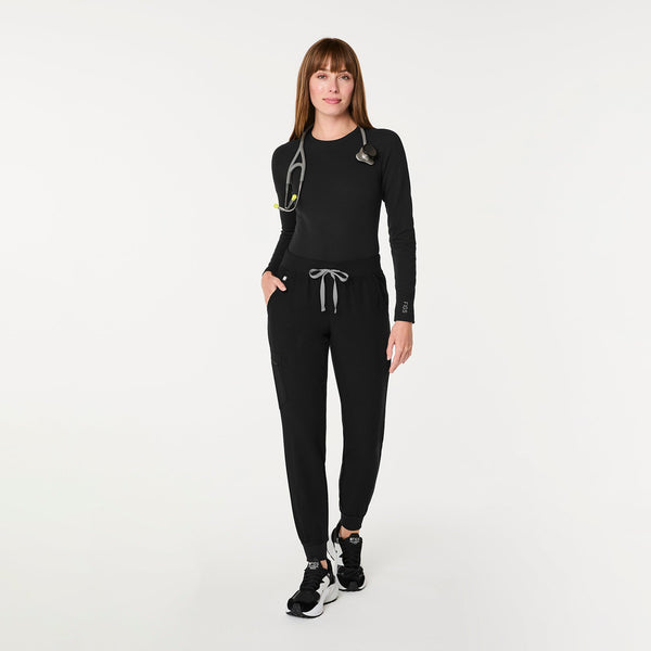 women's Black Waffle - Long-Sleeve Underscrub