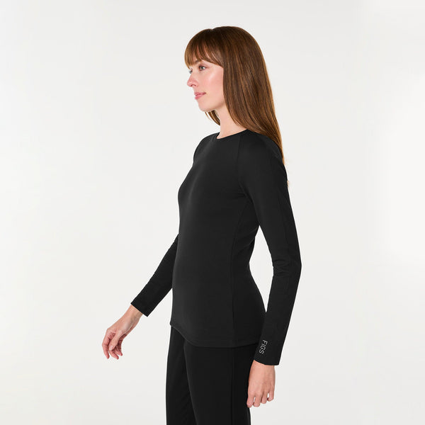 women's Black Waffle - Long-Sleeve Underscrub