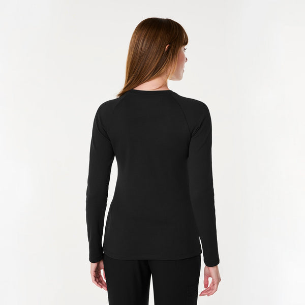 women's Black Waffle - Long-Sleeve Underscrub