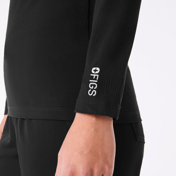 women's Black Palmer Ribbed- Long-Sleeve Underscrub