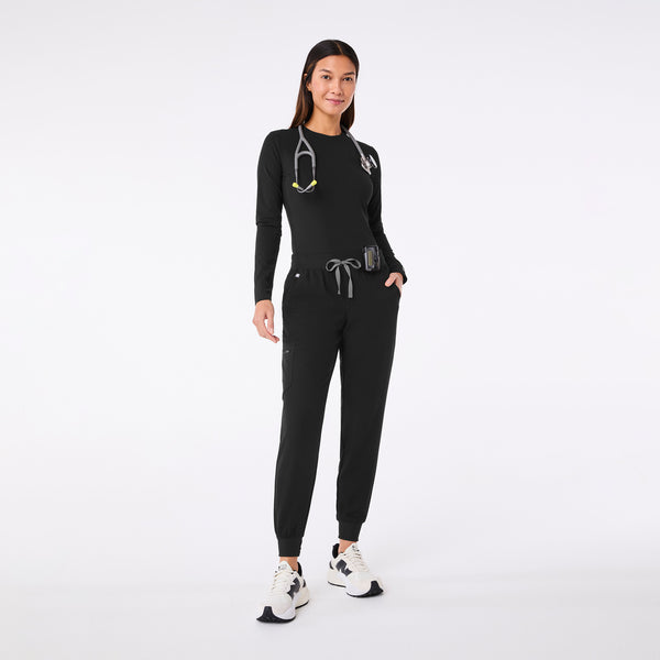 women's Black Palmer Ribbed- Long-Sleeve Underscrub