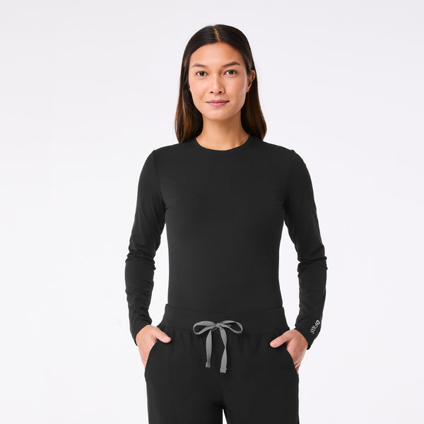 women's Black Palmer Ribbed- Long-Sleeve Underscrub