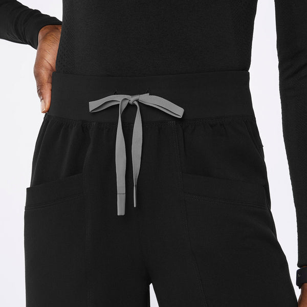 women's Black High-Rise Rio Relaxed Jogger Petite Scrub Pant