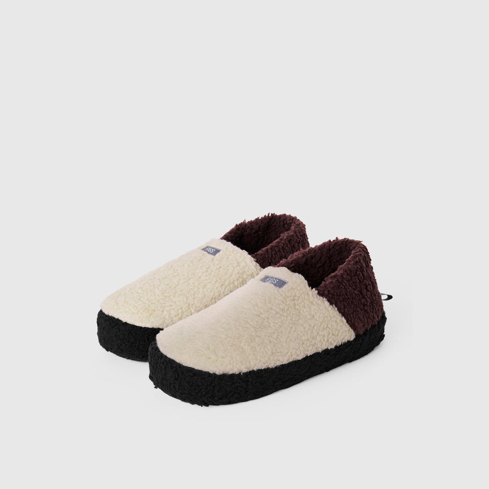 unisex Bone/Espresso High-Pile Slippers