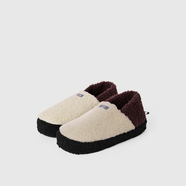 unisex Bone/Espresso High-Pile Slippers