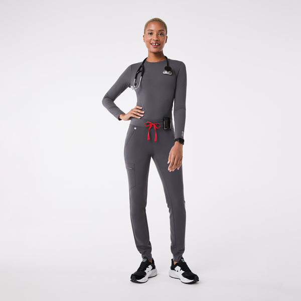 women's Charcoal Palmer Ribbed- Long-Sleeve Underscrub