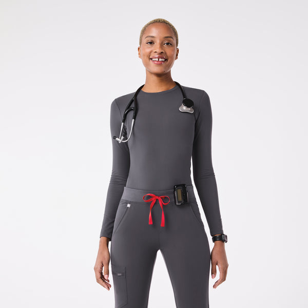 women's Charcoal Palmer Ribbed- Long-Sleeve Underscrub