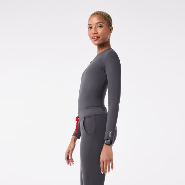 women's Charcoal Palmer Ribbed- Long-Sleeve Underscrub