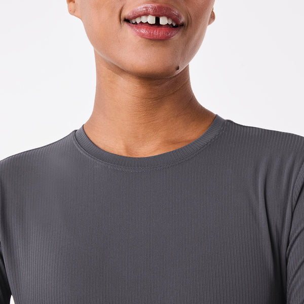women's Charcoal Palmer Ribbed- Long-Sleeve Underscrub