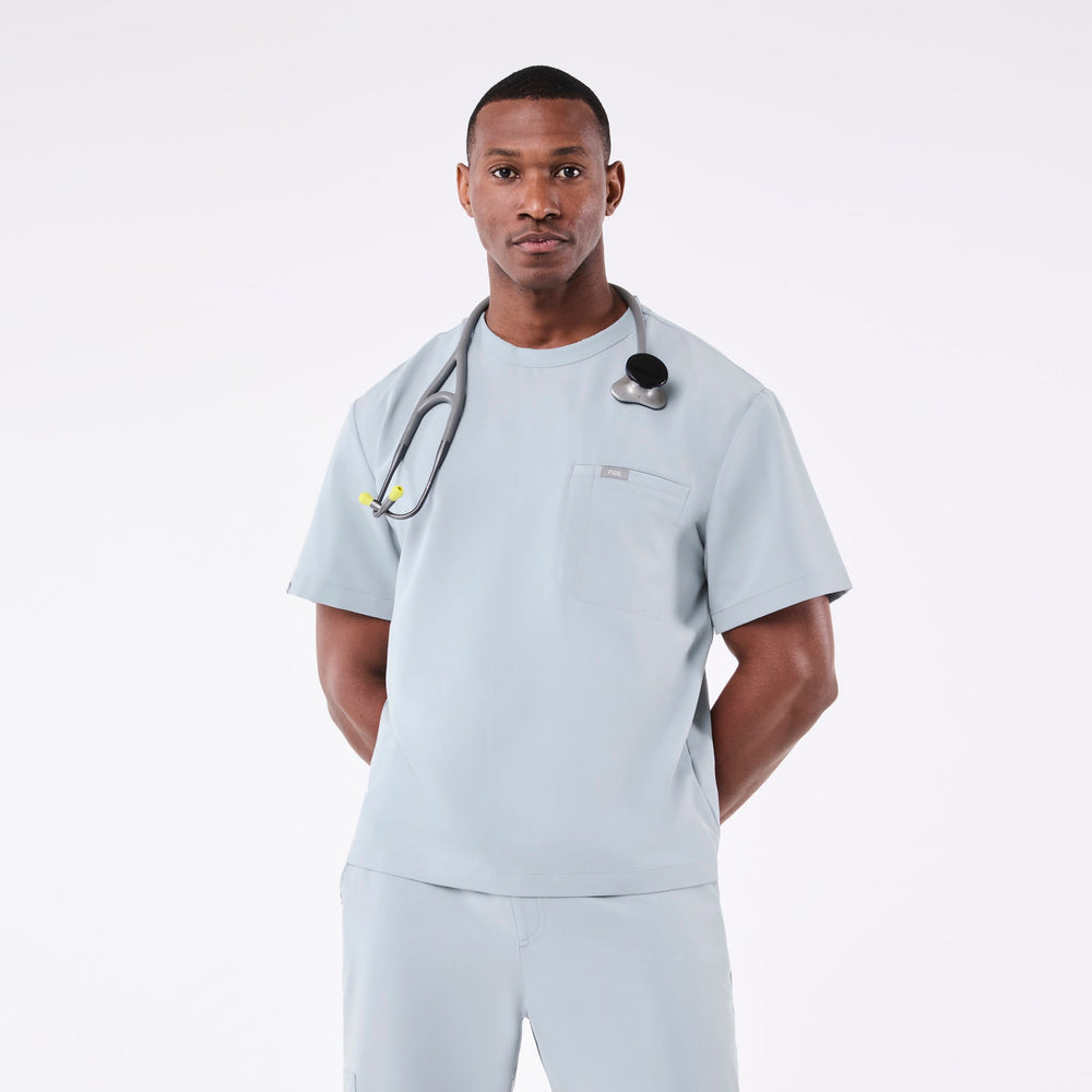 men's Dusty Blue Easton - Crewneck Scrub Top