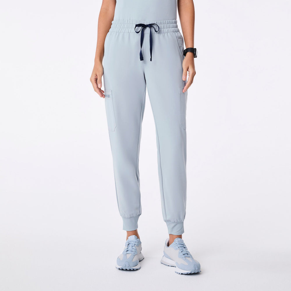 women's Dusty Blue Uman Relaxed - Petite Jogger Scrub Pant