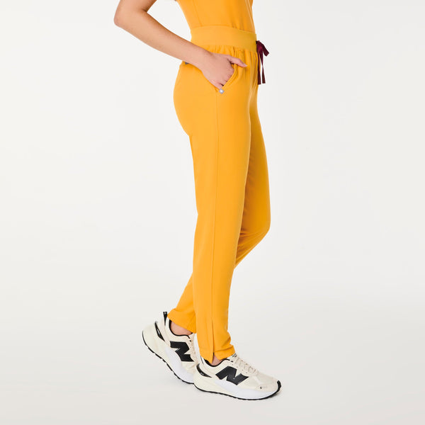women's Emergency Yellow High-Rise Bristol Petite Slim Tapered Scrub Pant