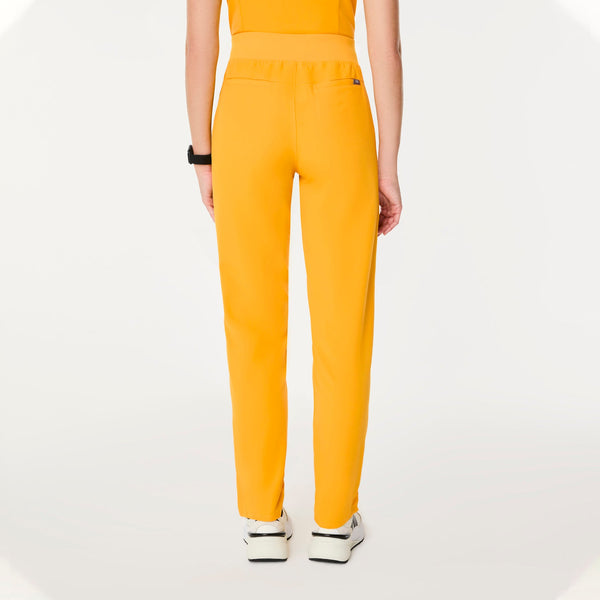 women's Emergency Yellow High-Rise Bristol Petite Slim Tapered Scrub Pant