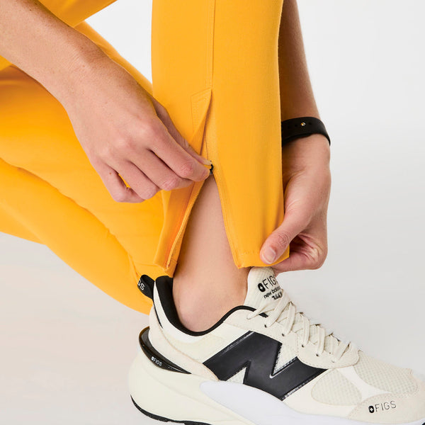 women's Emergency Yellow High-Rise Bristol Petite Slim Tapered Scrub Pant
