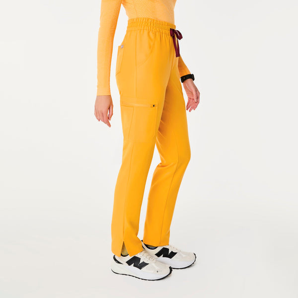 women's Emergency Yellow Dowa High-Rise Straight-Leg Petite Scrub Pant