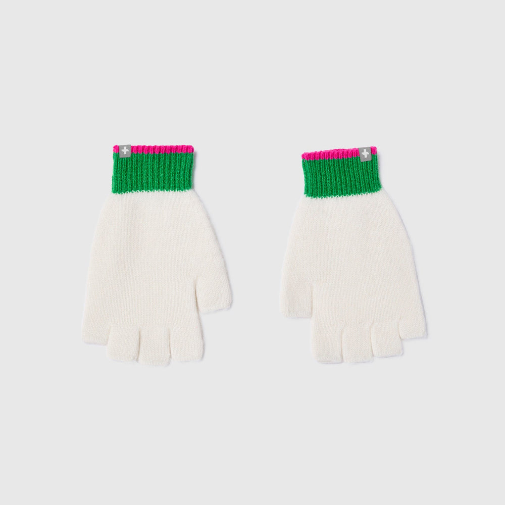 Shocking Pink / Evergreen Color Block Fingerless Gloves