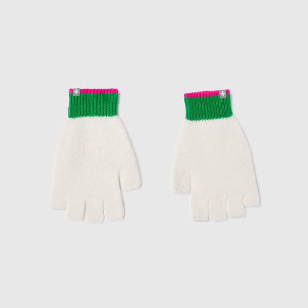 Shocking Pink / Evergreen Color Block Fingerless Gloves