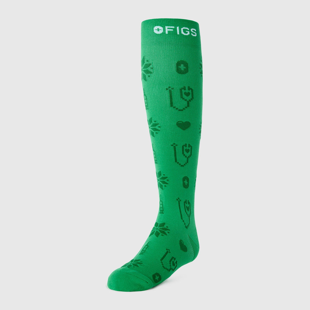 women's Evergreen Fair Isle Compression Socks
