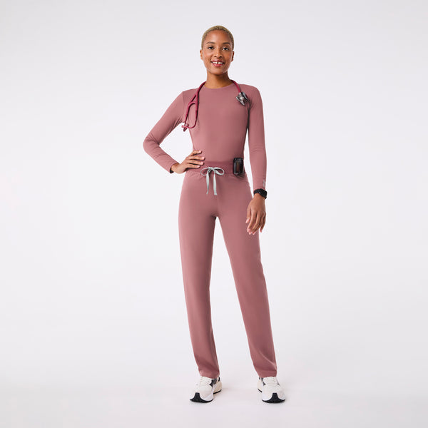 women's Mauve Palmer Ribbed- Long-Sleeve Underscrub