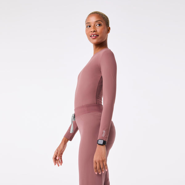 women's Mauve Palmer Ribbed- Long-Sleeve Underscrub