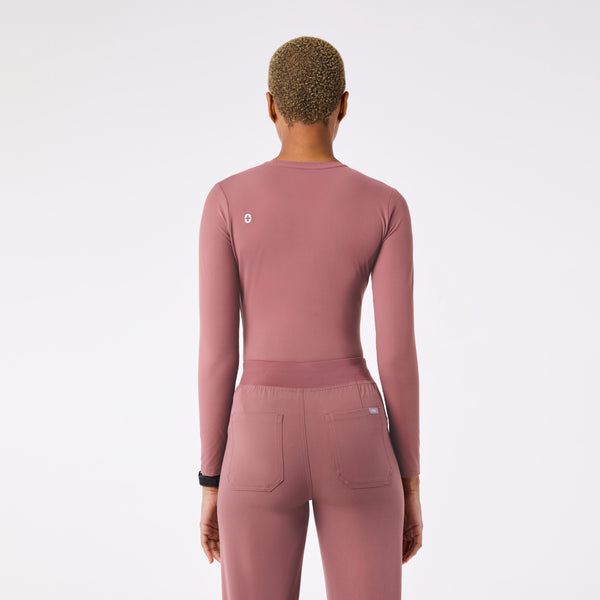 women's Mauve Palmer Ribbed- Long-Sleeve Underscrub