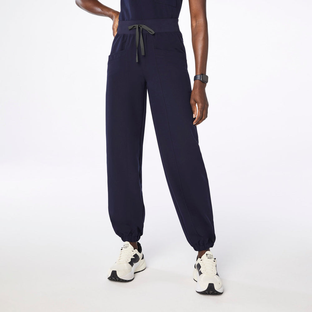 women's Navy High-Rise Rio Relaxed Jogger Petite Scrub Pant