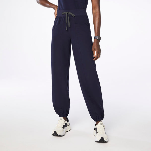 women's Navy High-Rise Rio Relaxed Jogger Petite Scrub Pant