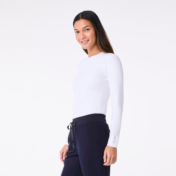 women's White Palmer Ribbed- Long-Sleeve Underscrub