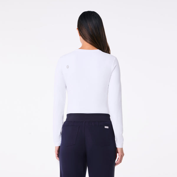 women's White Palmer Ribbed- Long-Sleeve Underscrub