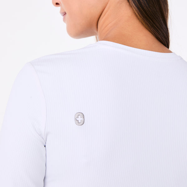 women's White Palmer Ribbed- Long-Sleeve Underscrub