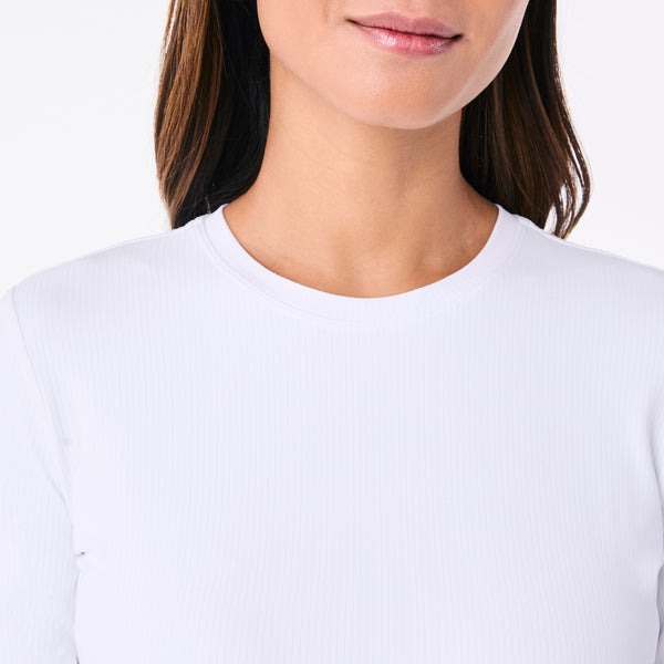 women's White Palmer Ribbed- Long-Sleeve Underscrub