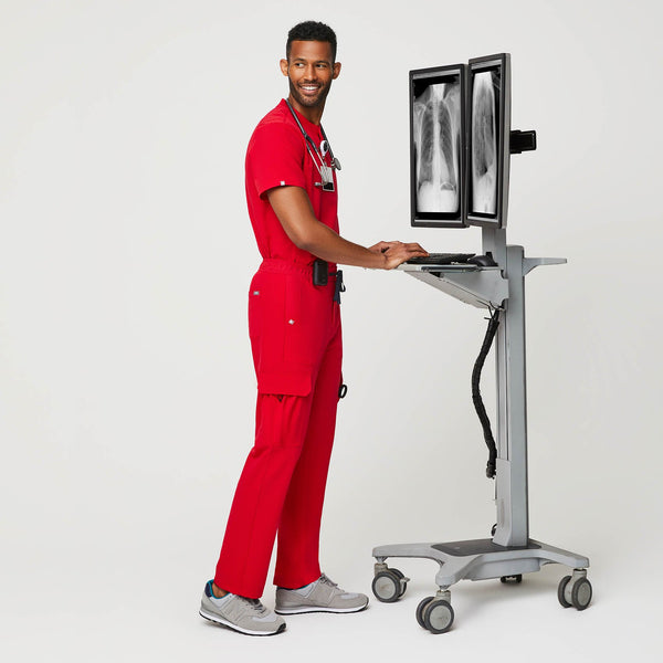men's Pop Red Akobo - Cargo Straight Scrub Pant