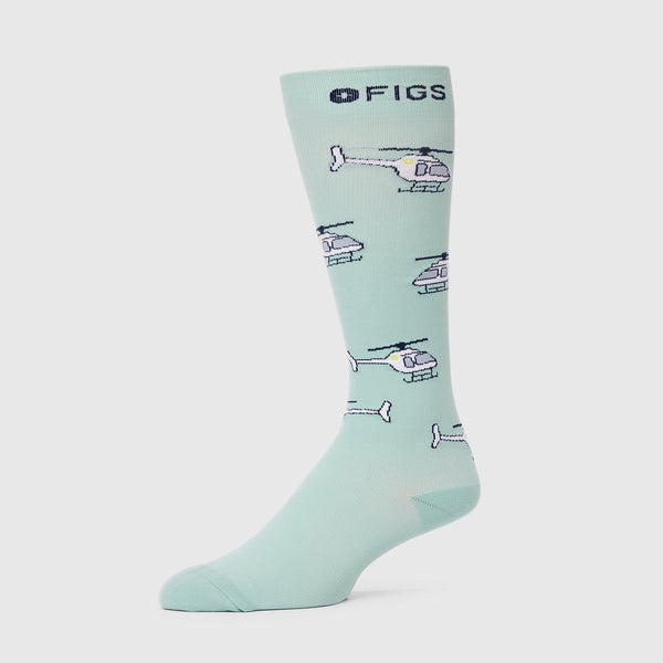 men's Light Caribbean Blue Helicopter - Compression Socks