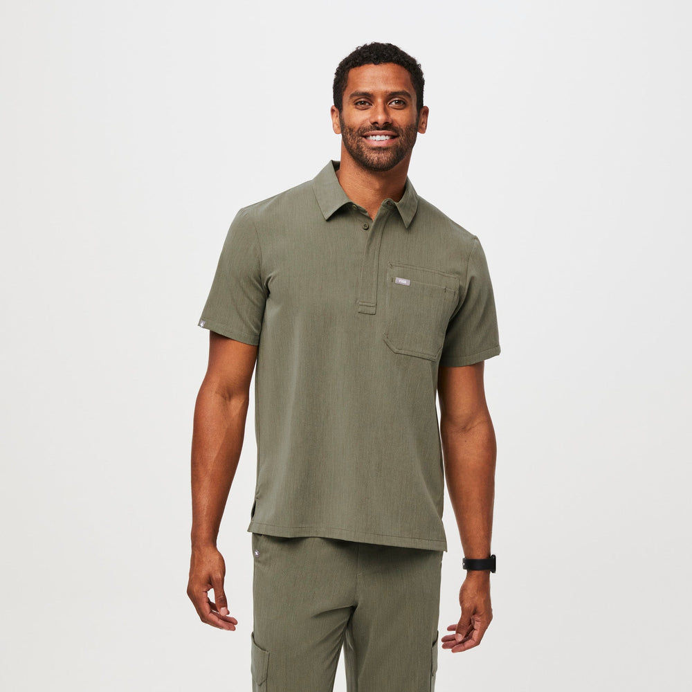 men's Heather Olive Lima Classic Short-Sleeve - Cargo ScrubPolo™