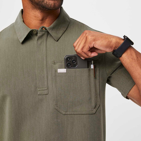 men's Heather Olive Lima Classic Short-Sleeve - Cargo ScrubPolo™