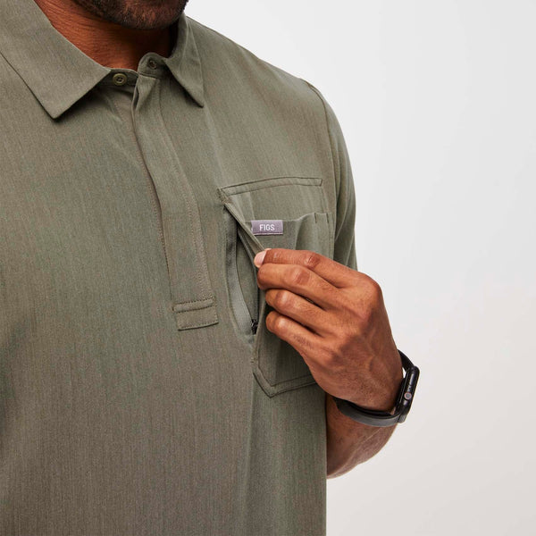 men's Heather Olive Lima Classic Short-Sleeve - Cargo ScrubPolo™
