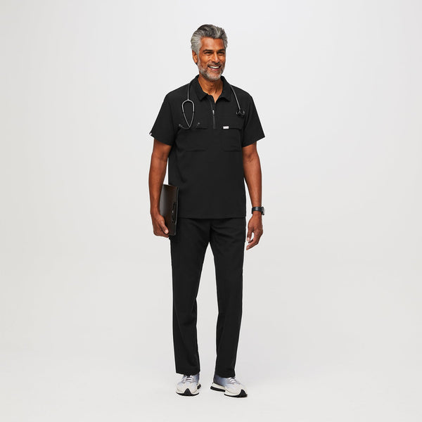 men's Black Lima Short-Sleeve Cargo Zip - ScrubPolo™
