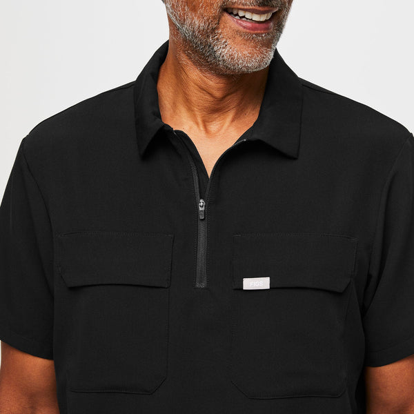 men's Black Lima Short-Sleeve Cargo Zip - ScrubPolo™