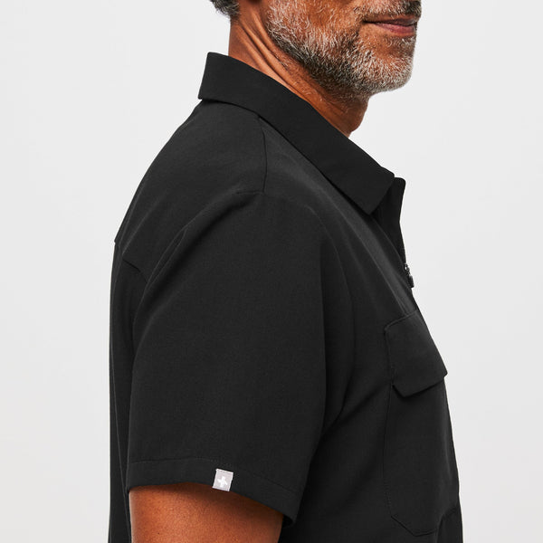 men's Black Lima Short-Sleeve Cargo Zip - ScrubPolo™