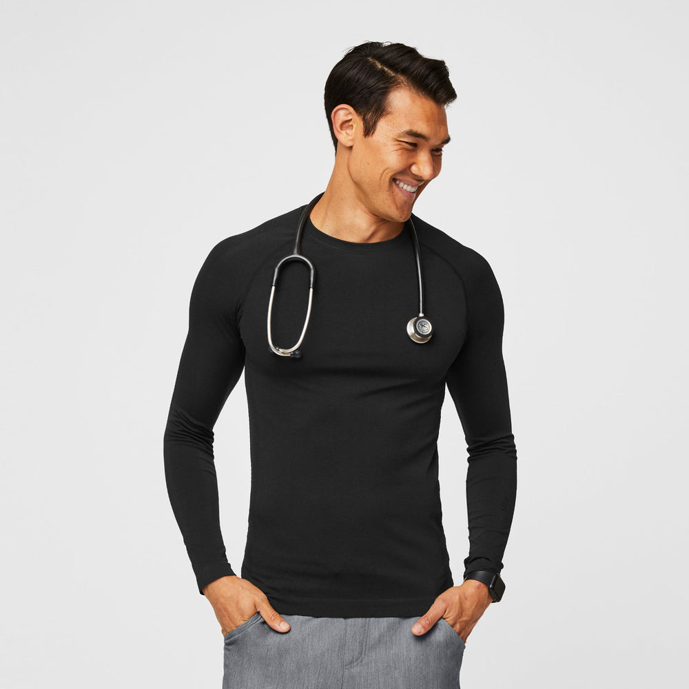 men's Black Makato Seamless - Long-Sleeve Underscrub