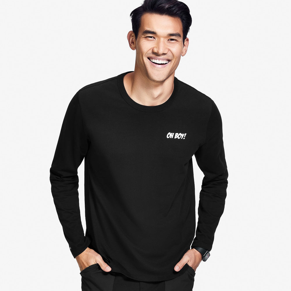 men's Black Mickey Mouse Oh Boy - Long-Sleeve Underscrub