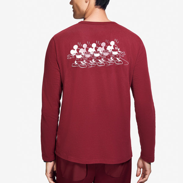 men's Burgundy Mickey Mouse Oh Boy - Long-Sleeve Underscrub