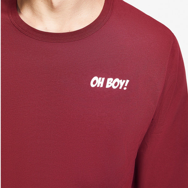 men's Burgundy Mickey Mouse Oh Boy - Long-Sleeve Underscrub